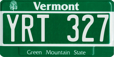 VT license plate YRT327