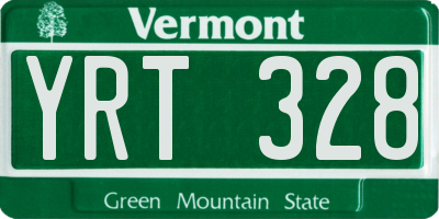 VT license plate YRT328