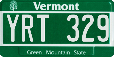VT license plate YRT329