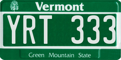 VT license plate YRT333