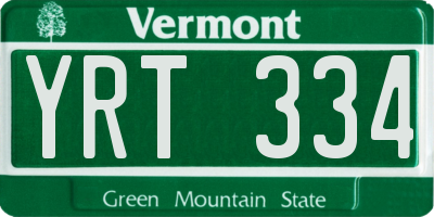 VT license plate YRT334