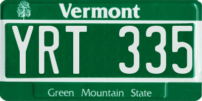 VT license plate YRT335