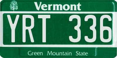 VT license plate YRT336