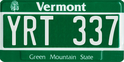 VT license plate YRT337