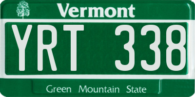 VT license plate YRT338