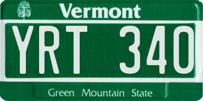 VT license plate YRT340