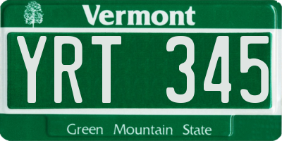 VT license plate YRT345