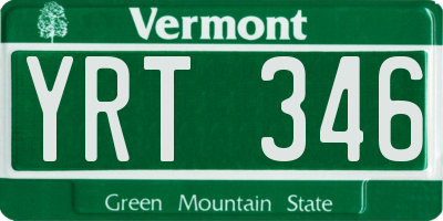 VT license plate YRT346