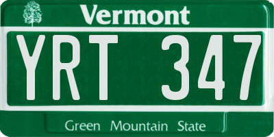 VT license plate YRT347