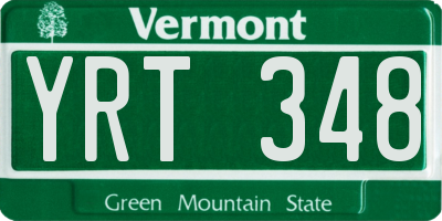 VT license plate YRT348