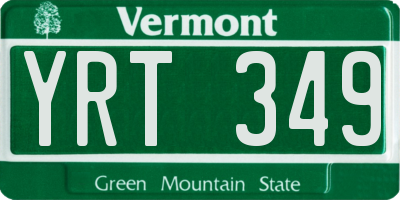 VT license plate YRT349