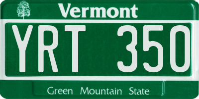 VT license plate YRT350