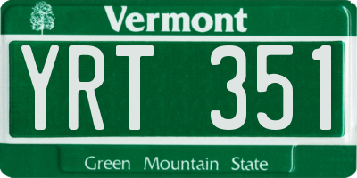 VT license plate YRT351