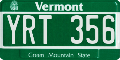 VT license plate YRT356