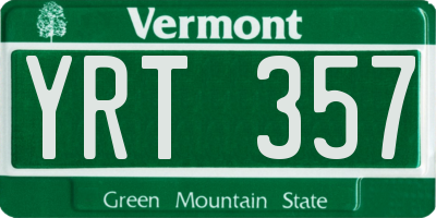 VT license plate YRT357