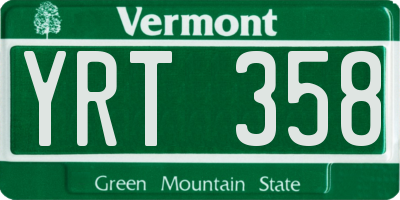 VT license plate YRT358