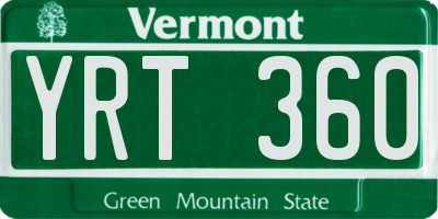 VT license plate YRT360
