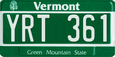 VT license plate YRT361
