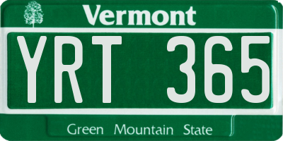 VT license plate YRT365