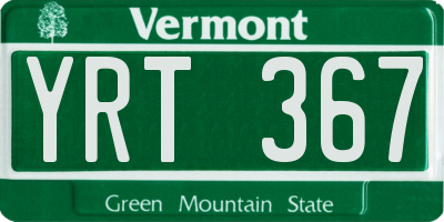 VT license plate YRT367