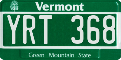 VT license plate YRT368