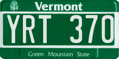 VT license plate YRT370