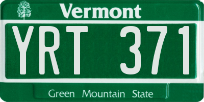 VT license plate YRT371