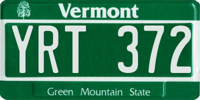 VT license plate YRT372