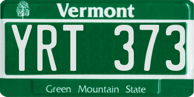 VT license plate YRT373