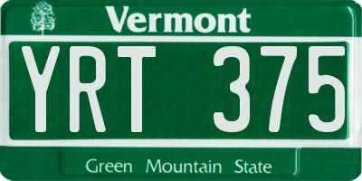 VT license plate YRT375
