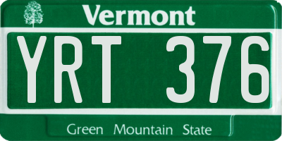 VT license plate YRT376