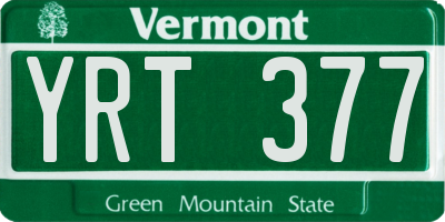 VT license plate YRT377