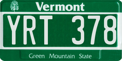 VT license plate YRT378