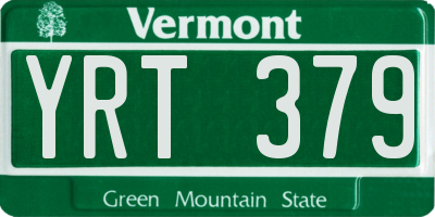 VT license plate YRT379