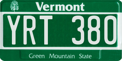 VT license plate YRT380