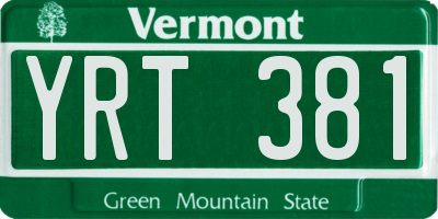 VT license plate YRT381