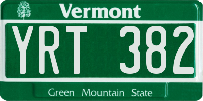 VT license plate YRT382