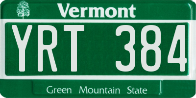 VT license plate YRT384