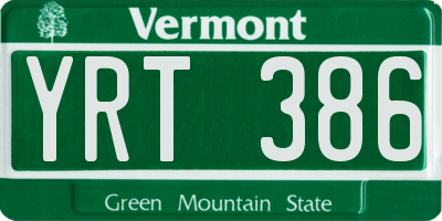 VT license plate YRT386