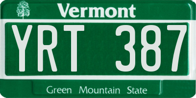 VT license plate YRT387