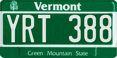 VT license plate YRT388