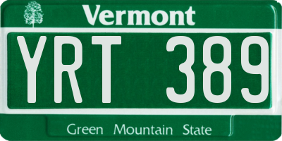VT license plate YRT389