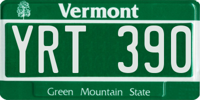 VT license plate YRT390