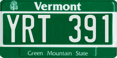 VT license plate YRT391