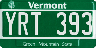 VT license plate YRT393