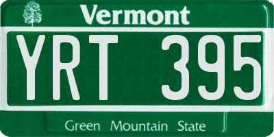 VT license plate YRT395