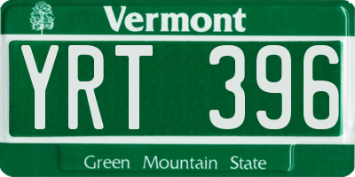VT license plate YRT396