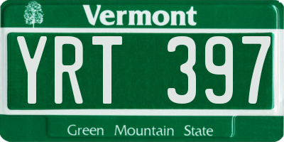 VT license plate YRT397