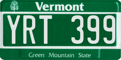 VT license plate YRT399