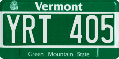 VT license plate YRT405